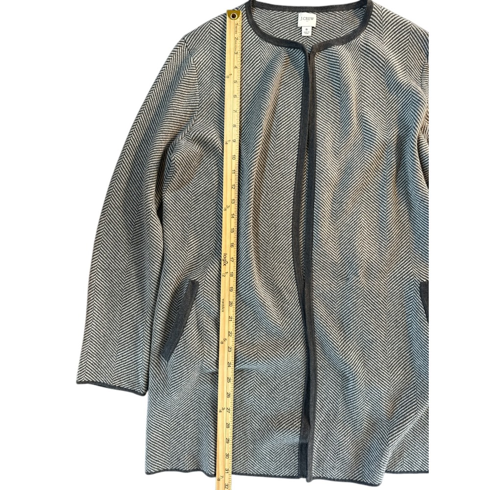 J.Crew Herringbone Coatigan Long Cardigan Jacket Charcoal Gray S - Picture 4 of 8